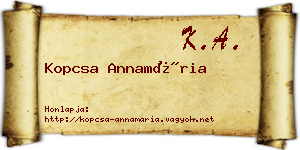 Kopcsa Annamária névjegykártya